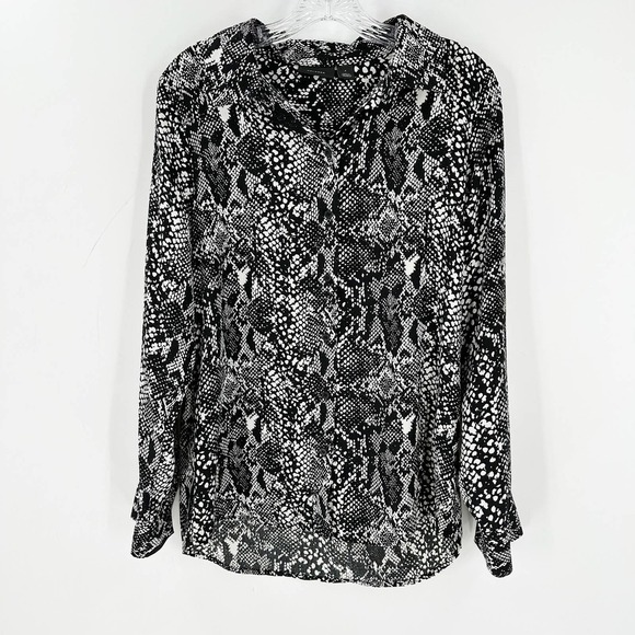 Halogen Tops - Halogen Snake Print Button Front Top Black